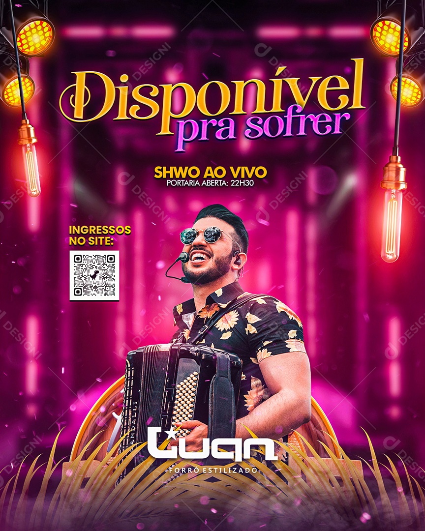 Flyer Disponível para Sofrer Luan Forró Estilizado Story Social Media PSD Editável