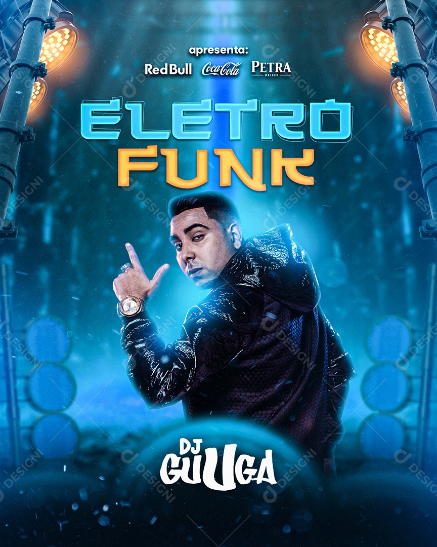 Flyer Eletro Funk Dj Guga Social Media PSD Editável