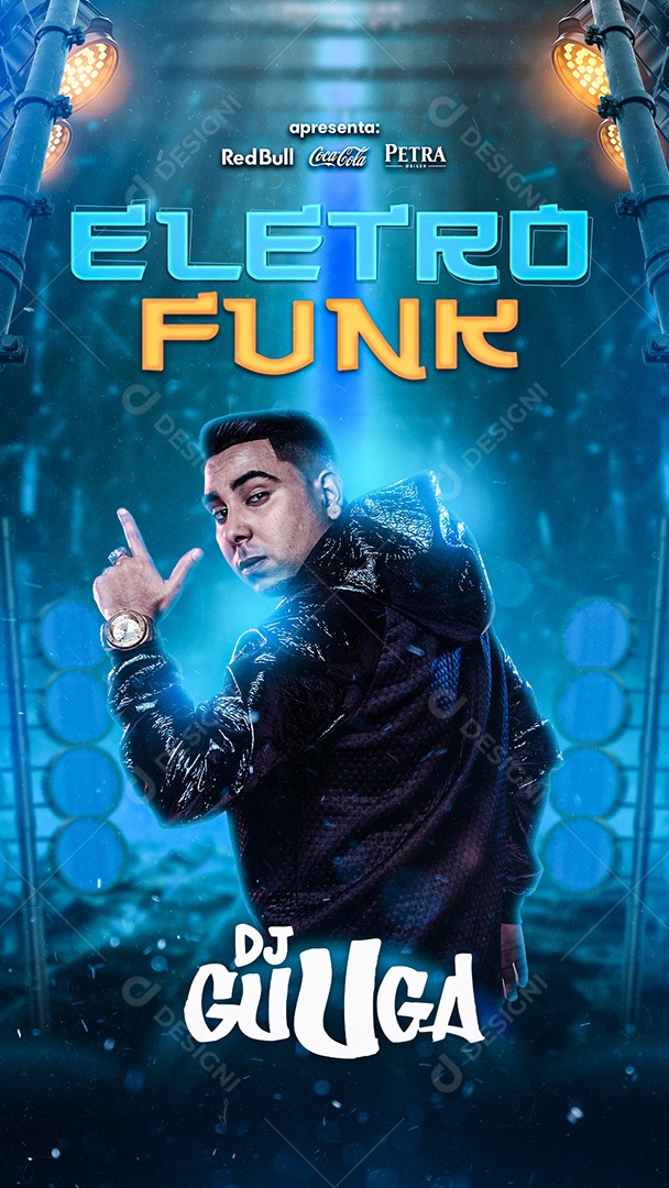 Flyer Eletro Funk Dj Guga Story Social Media PSD Editável