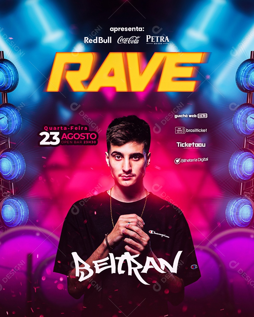 Flyer Rave Beltran Social Media PSD Editável