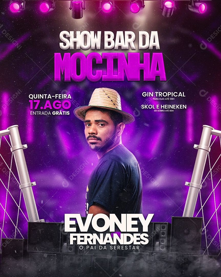 Flyer Show Bar da Mocinha Evoney Fernandes Social Media PSD Editável