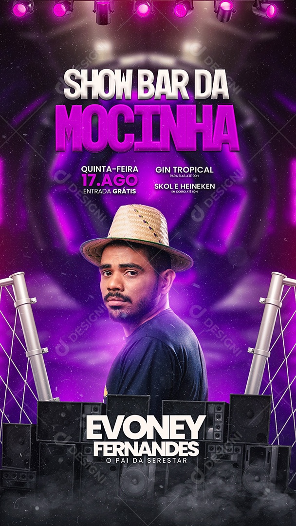 Flyer Show Bar da Mocinha Evoney Fernandes Story Social Media PSD Editável