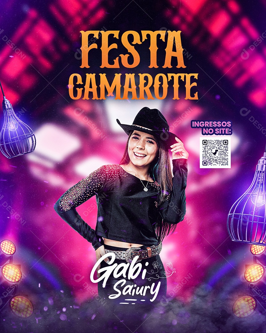 Flyer Festa Camarote Gabi Saiury Story Social Media PSD Editável