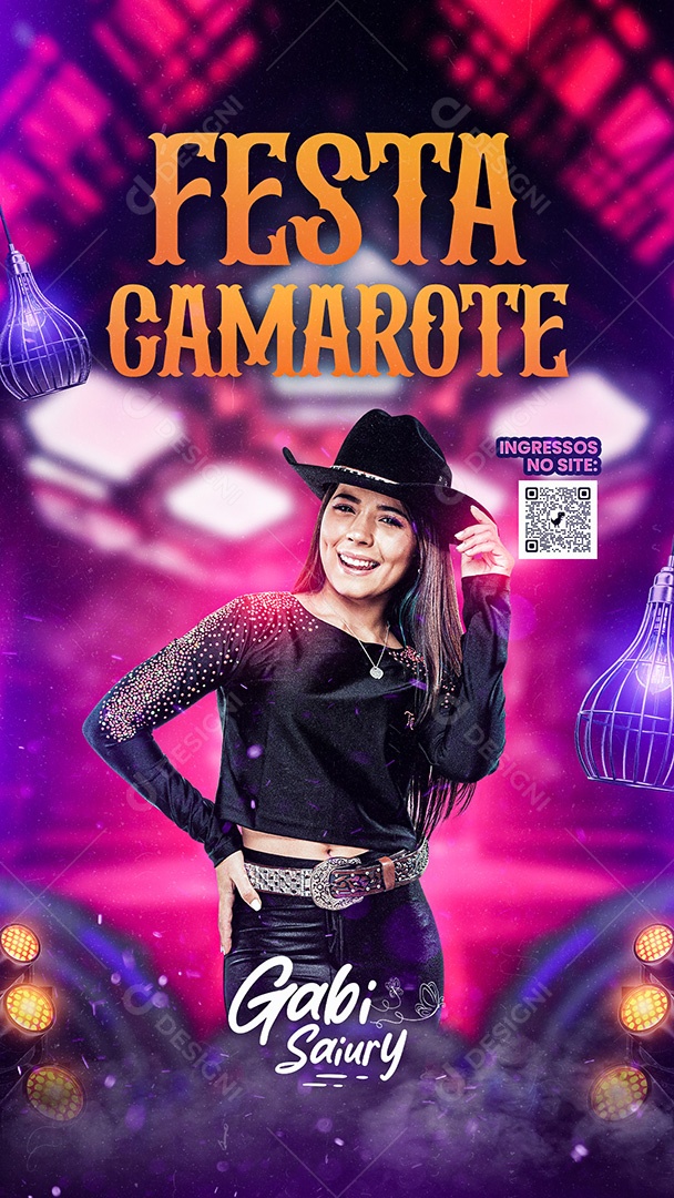 Flyer Festa Camarote Gabi Saiury Story Social Media PSD Editável