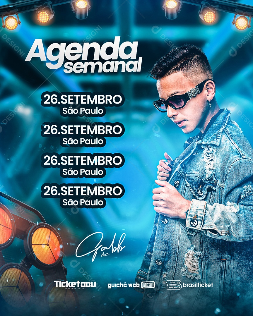 Flyer Agenda Semanal Social Media PSD Editável