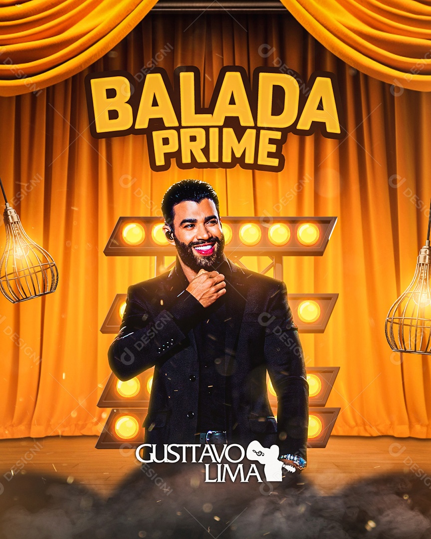 Flyer Sertanejo Balada Prime Gustavo Lima Social Media PSD Editável