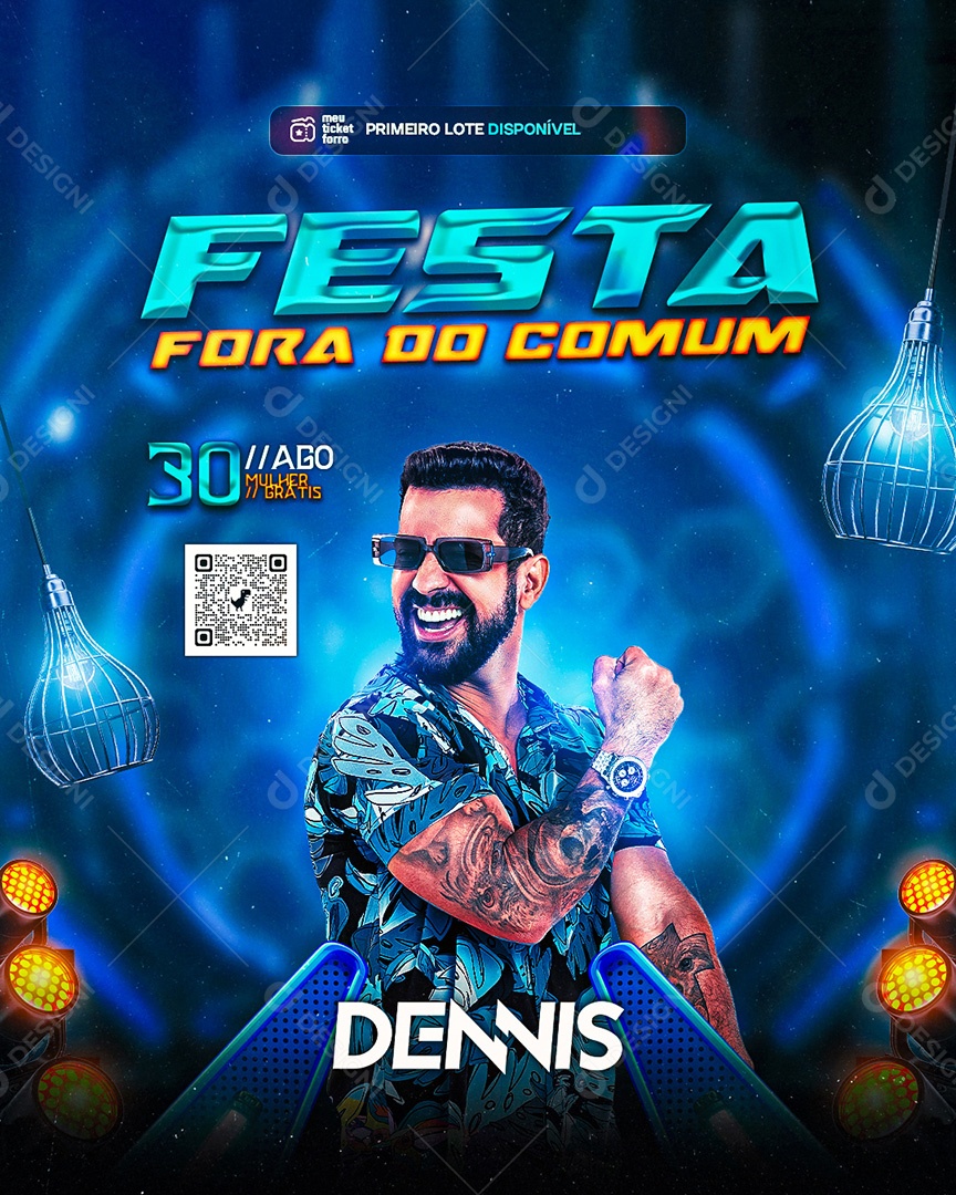 Flyer Festa Fora do Comum Dennis Dj Social Media PSD Editável
