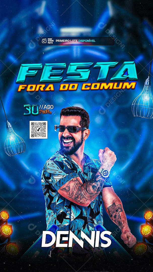 Flyer Festa Fora do Comum Dennis Dj Story Social Media PSD Editável
