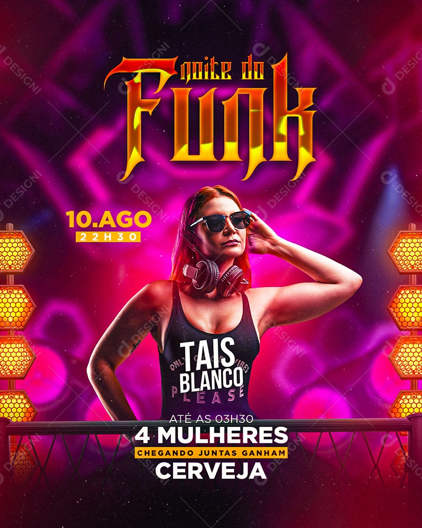 Flyer Noite do Funk Tais Blanco Social Media PSD Editável