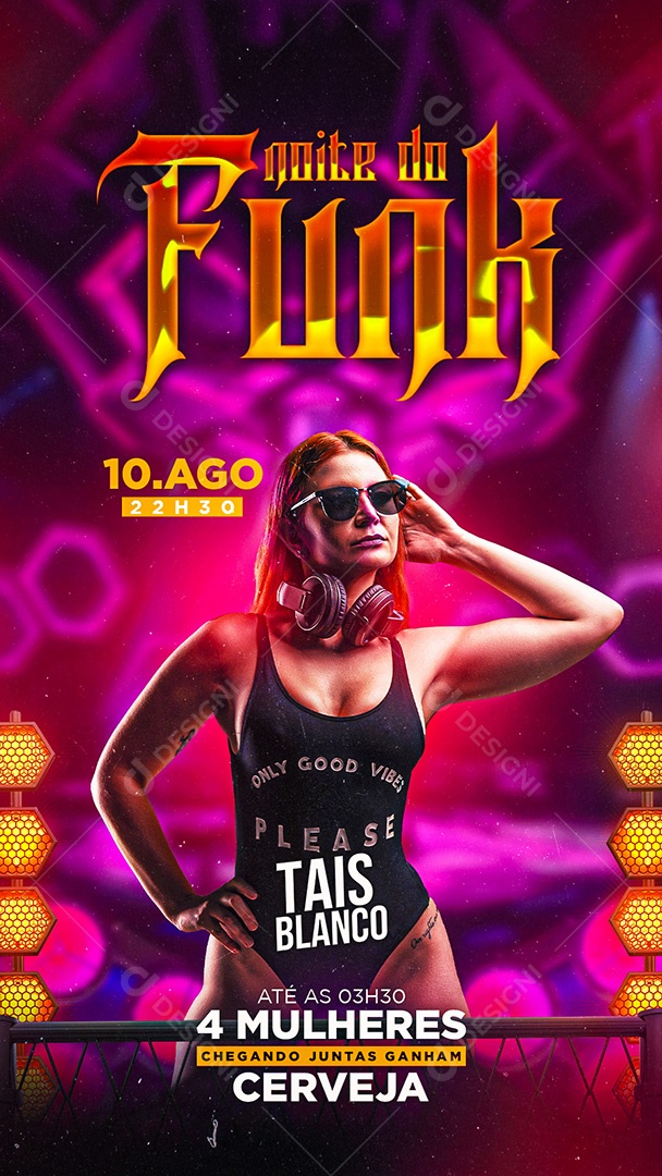 Flyer Noite do Funk Tais Blanco Story Social Media PSD Editável