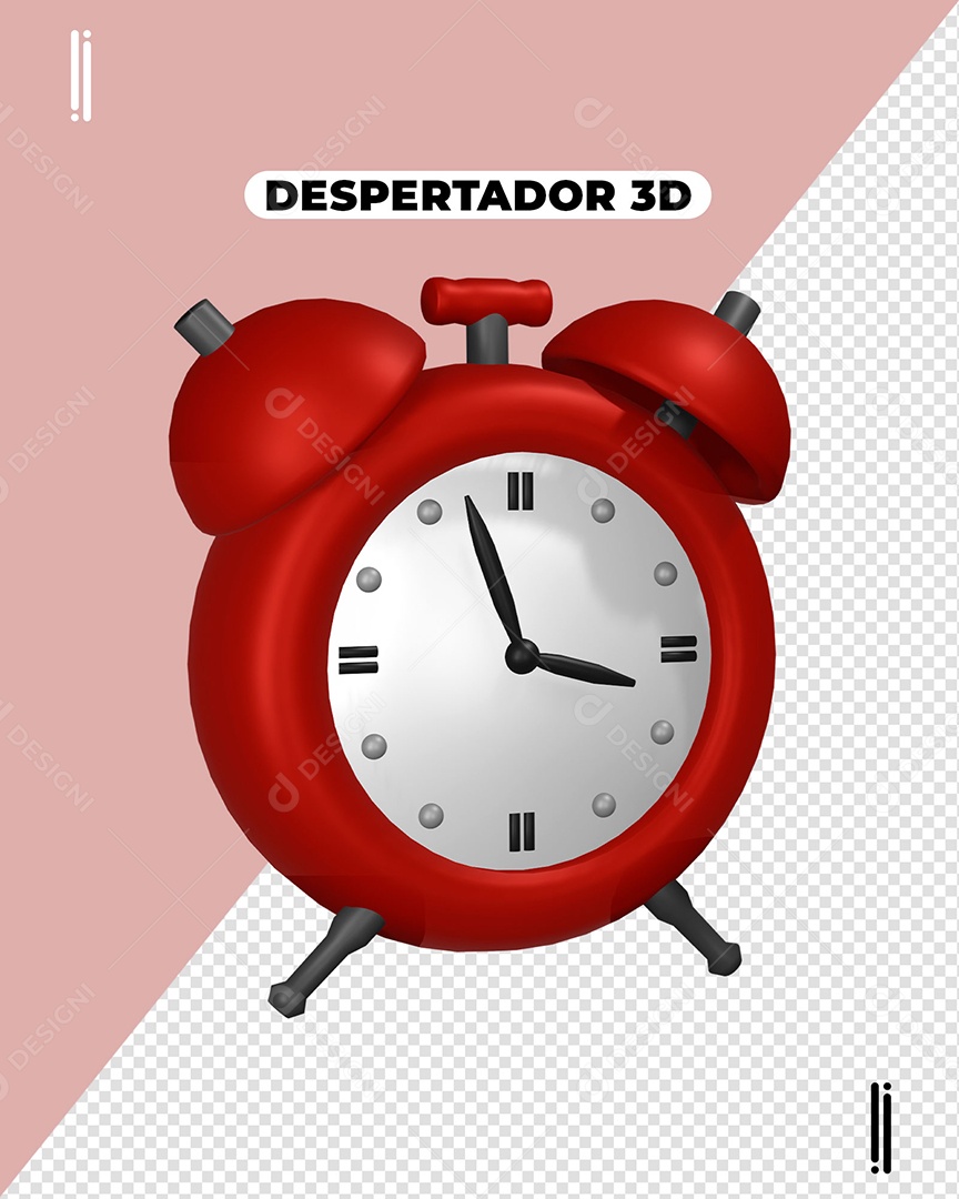 Elemento 3D Despertador Vermelho Para Composição PSD