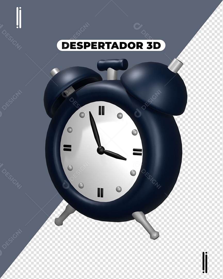 Despertador Preto Elemento 3D Para Composição PSD
