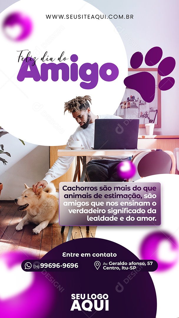 Social Media Story Feliz Dia Do Amigo Lealdade e Amor PSD Editável