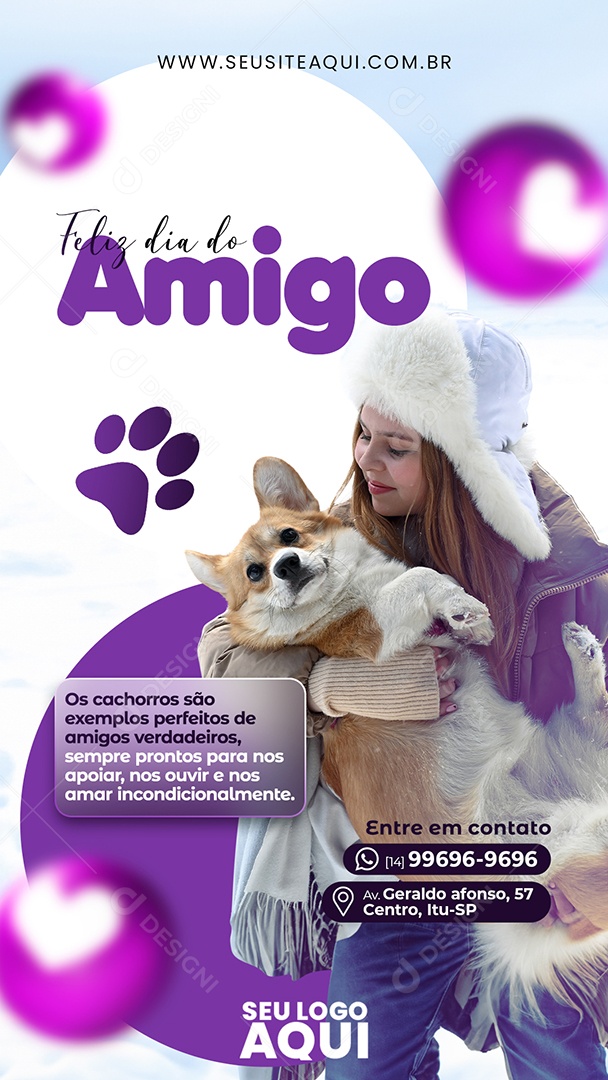 Story Feliz Dia Do Amigo Cachorros São Exemplos Social Media PSD Editável