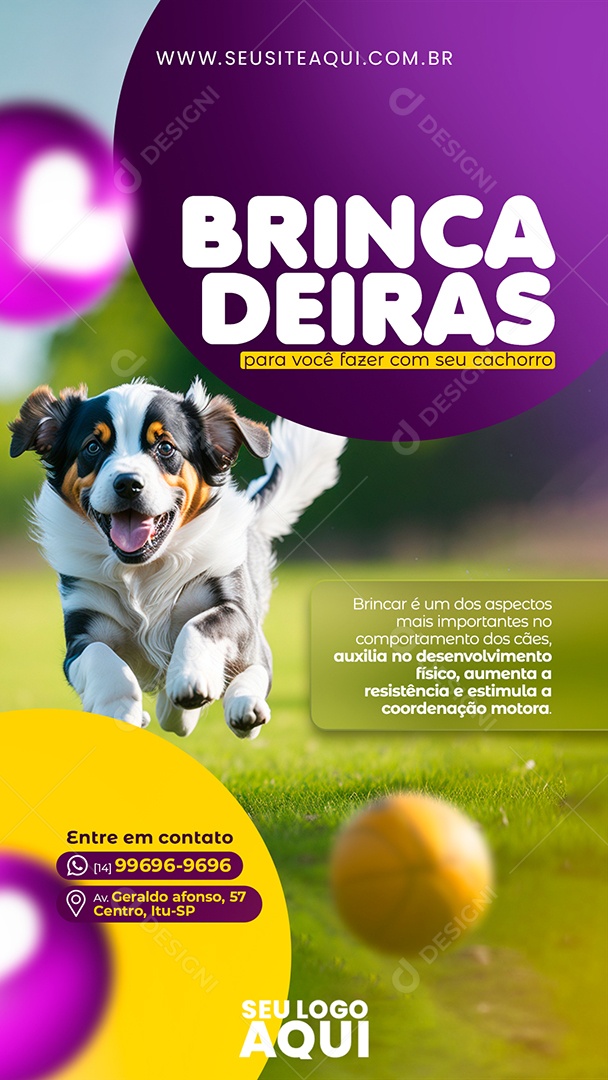 Social Media Story Brincadeiras Com Seu Cachorro Pet Shop PSD Editável