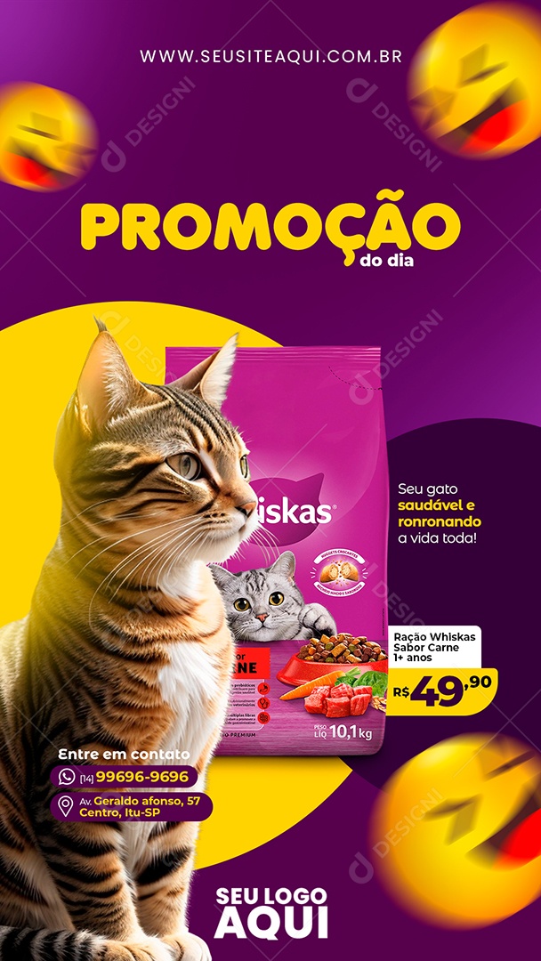 Social Media Story Promoção Do Dia Seu Gato Saudável PSD Editável