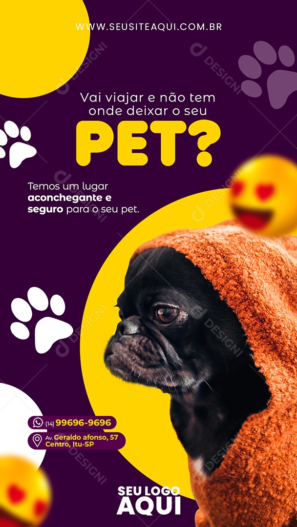 Social Media Story Vai Viajar e Não Tem Onde Deixar Seu Pet PSD Editável