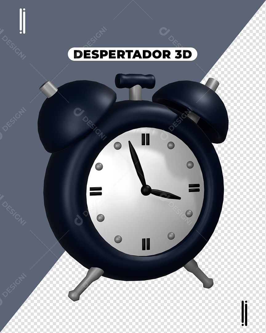 Elemento 3D Despertador Para Composição PSD
