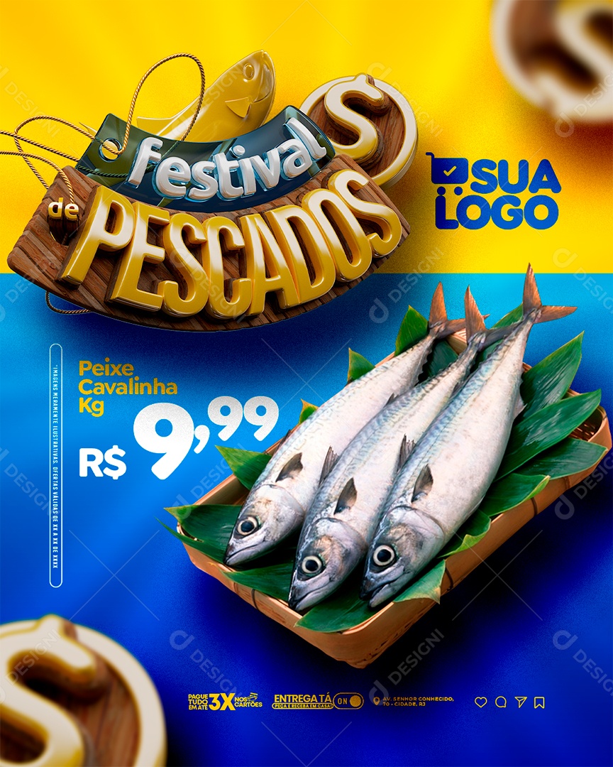 Festival de Pescados Açougue Social Media PSD Editável