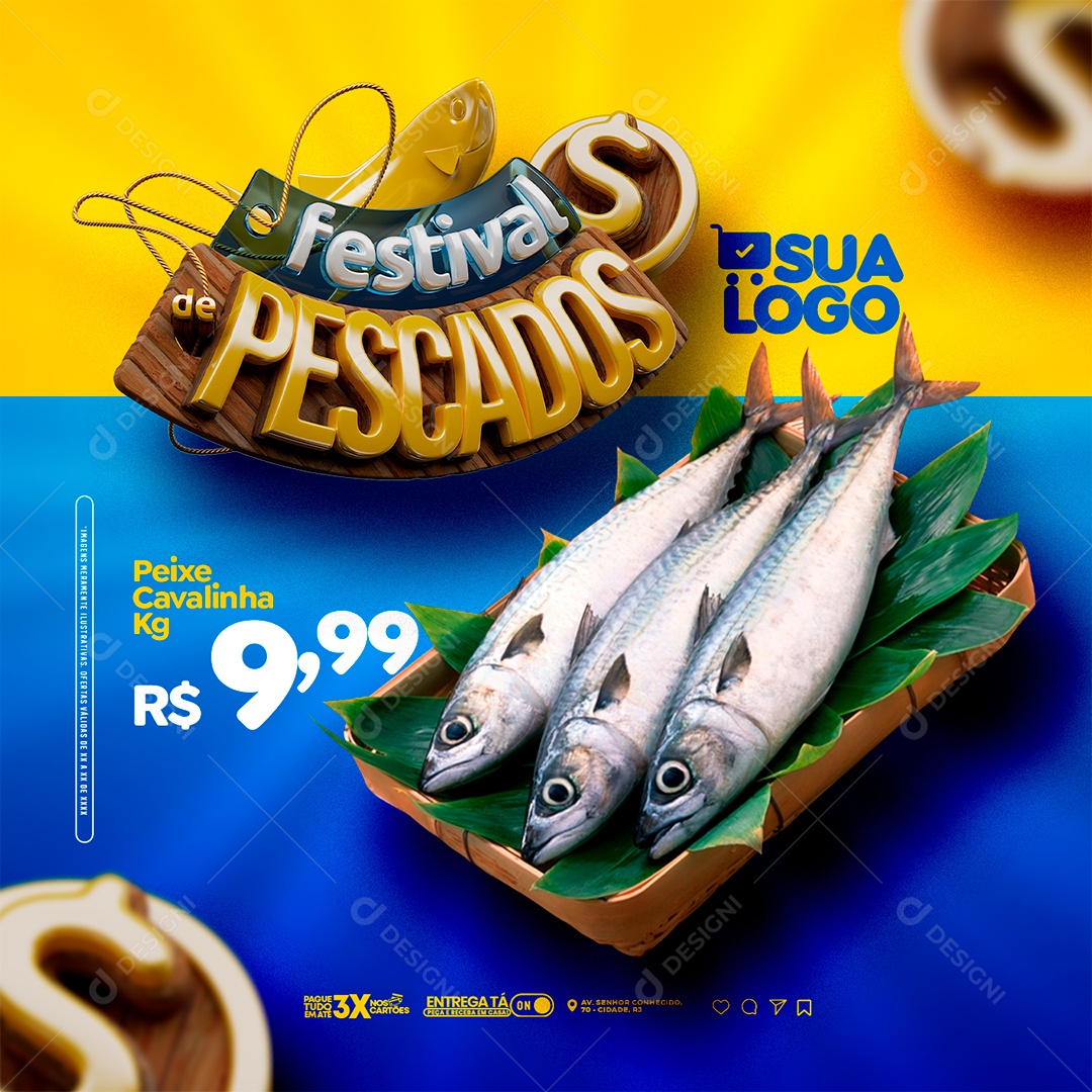Festival de Pescados Açougue Social Media PSD Editável