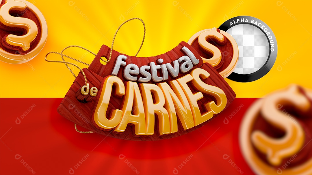 Selo 3D Festival de Carnes Açougue Social Media PSD Editável