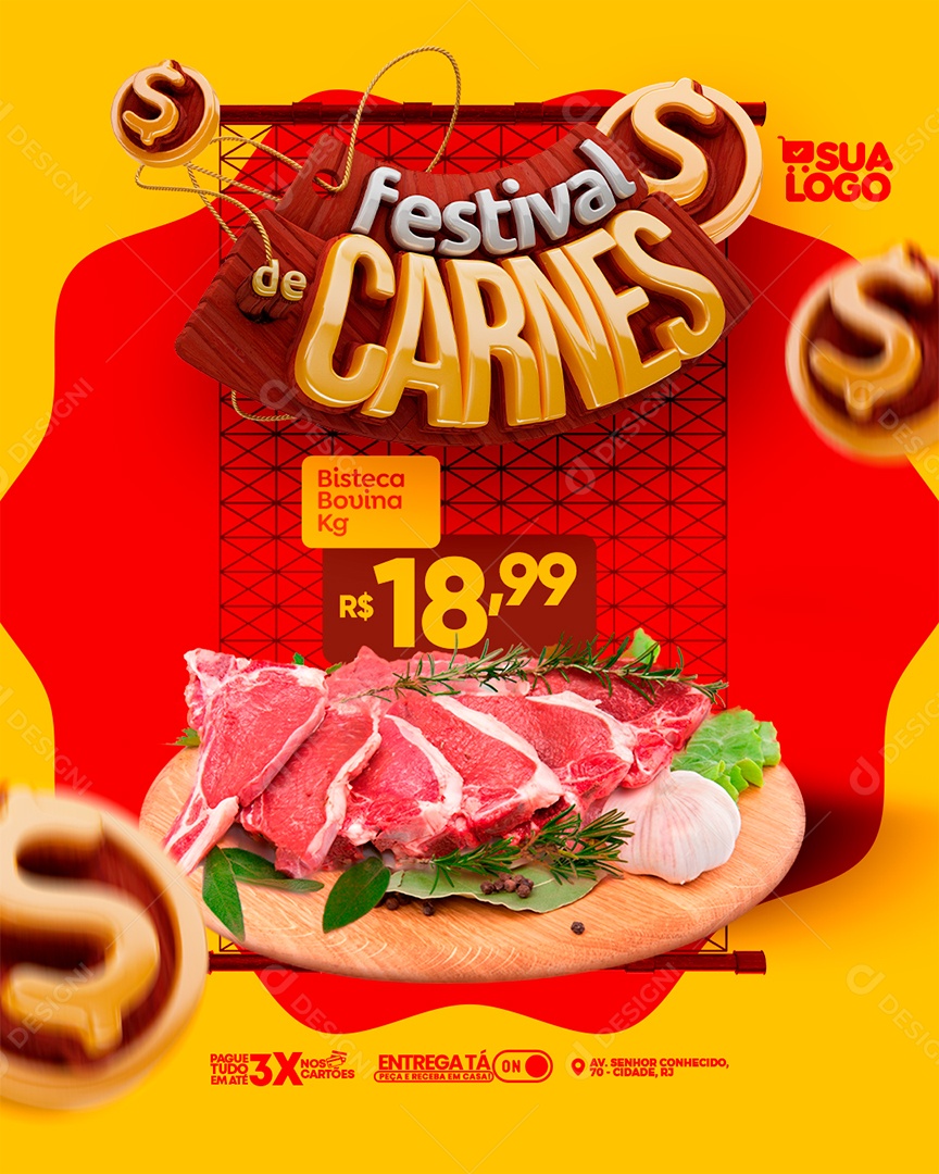 Festival de Carnes Açougue Social Media PSD Editável
