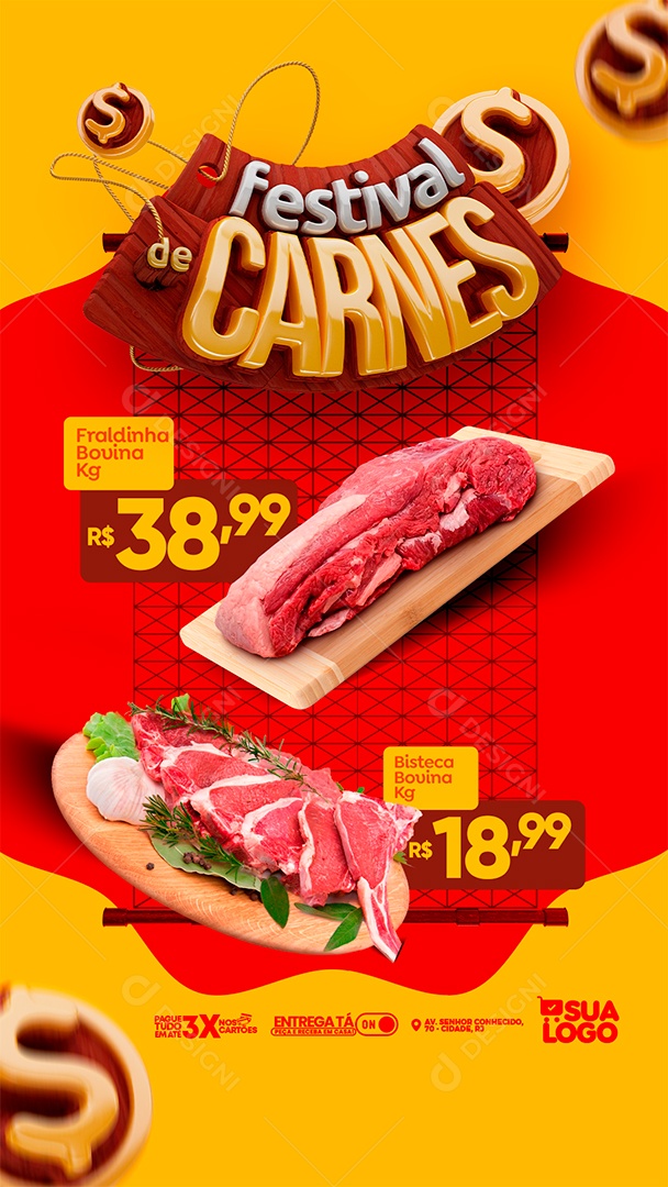 Story Festival de Carnes Açougue Social Media PSD Editável