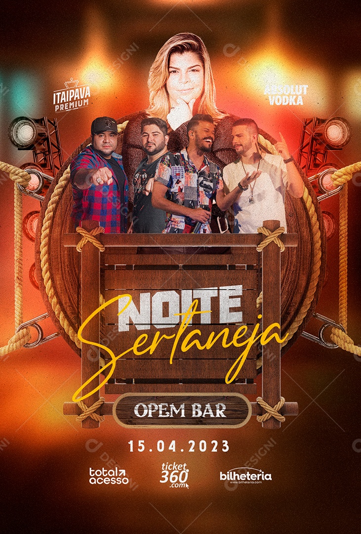 Flyer Noite Sertaneja Opem Bar Social Media PSD Editável