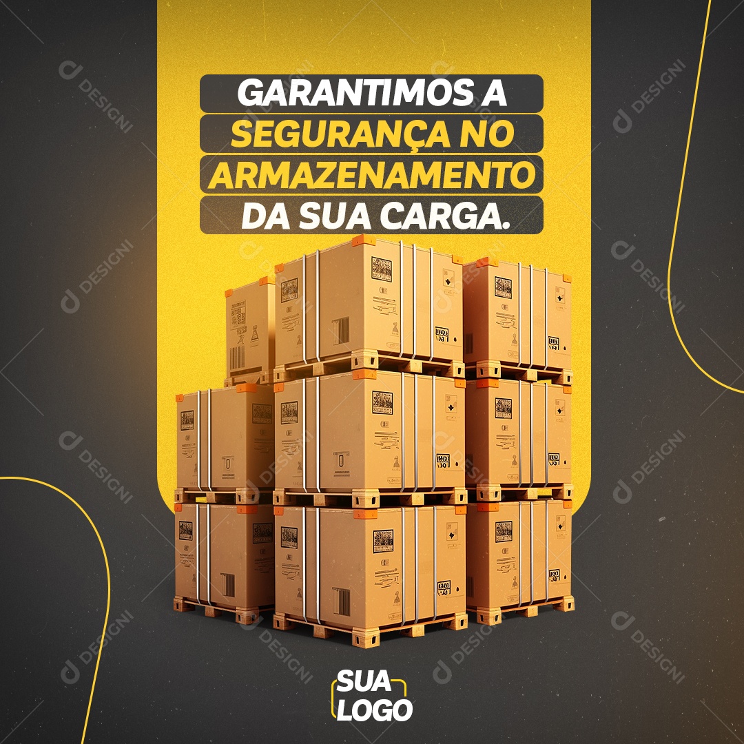 Garantimos a Segurança no Armazenamento da Sua Carga Transportadora Social Media PSD Editável