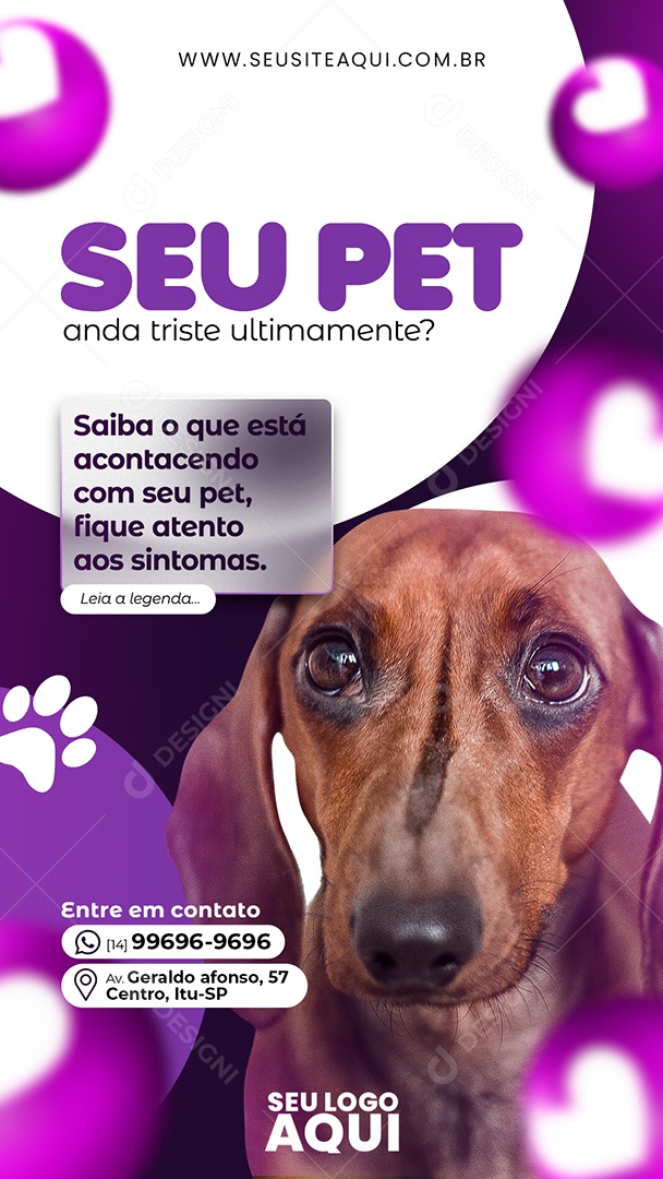 Social Media Seu Pet Anda Triste Ultimamente PSD Editável