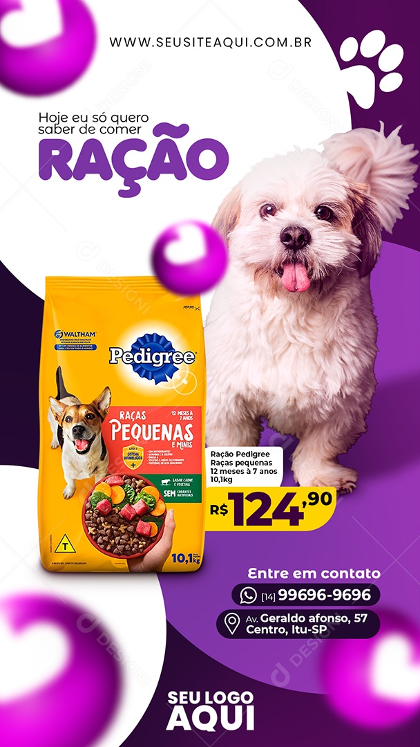 Social Media Hoje Eu Só Quero Comer Ração Pet Shop PSD Editável