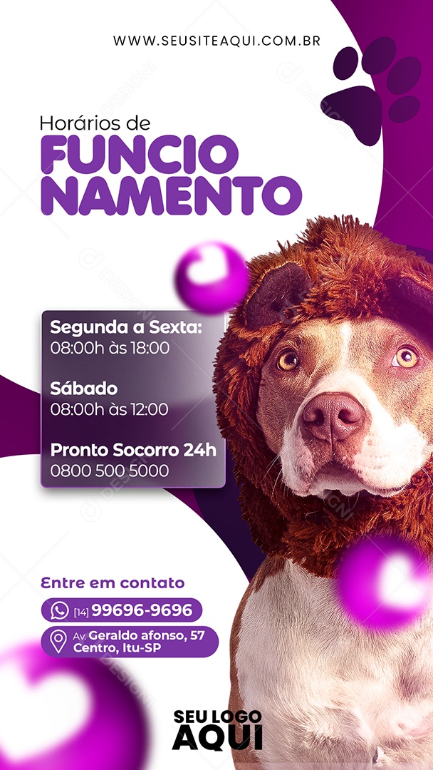 Social Media Story Horários De Funcionamento Pet Shop PSD Editável