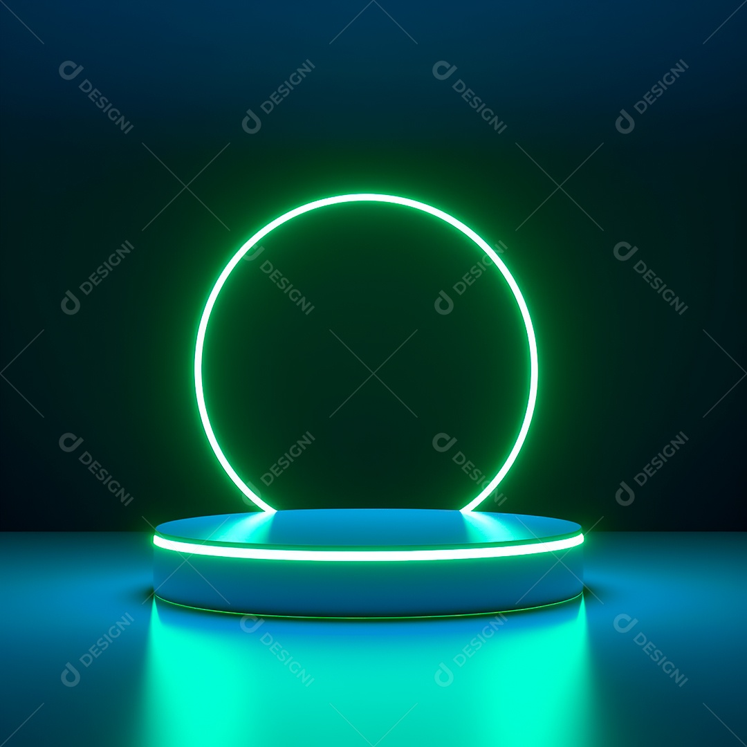 Podium com background neon.