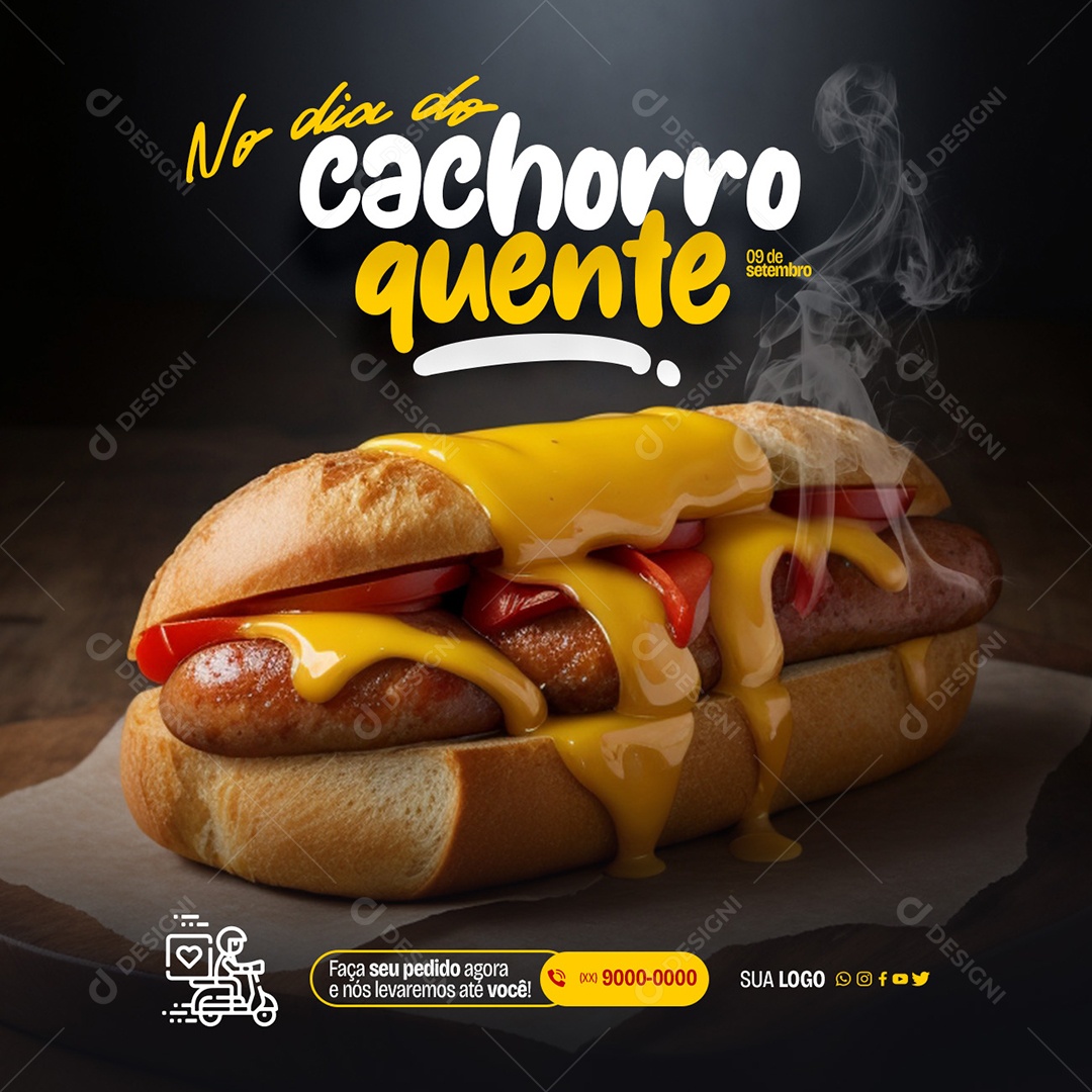 Social Media 09 De Setembro Dia Do Cachorro Quente PSD Editável