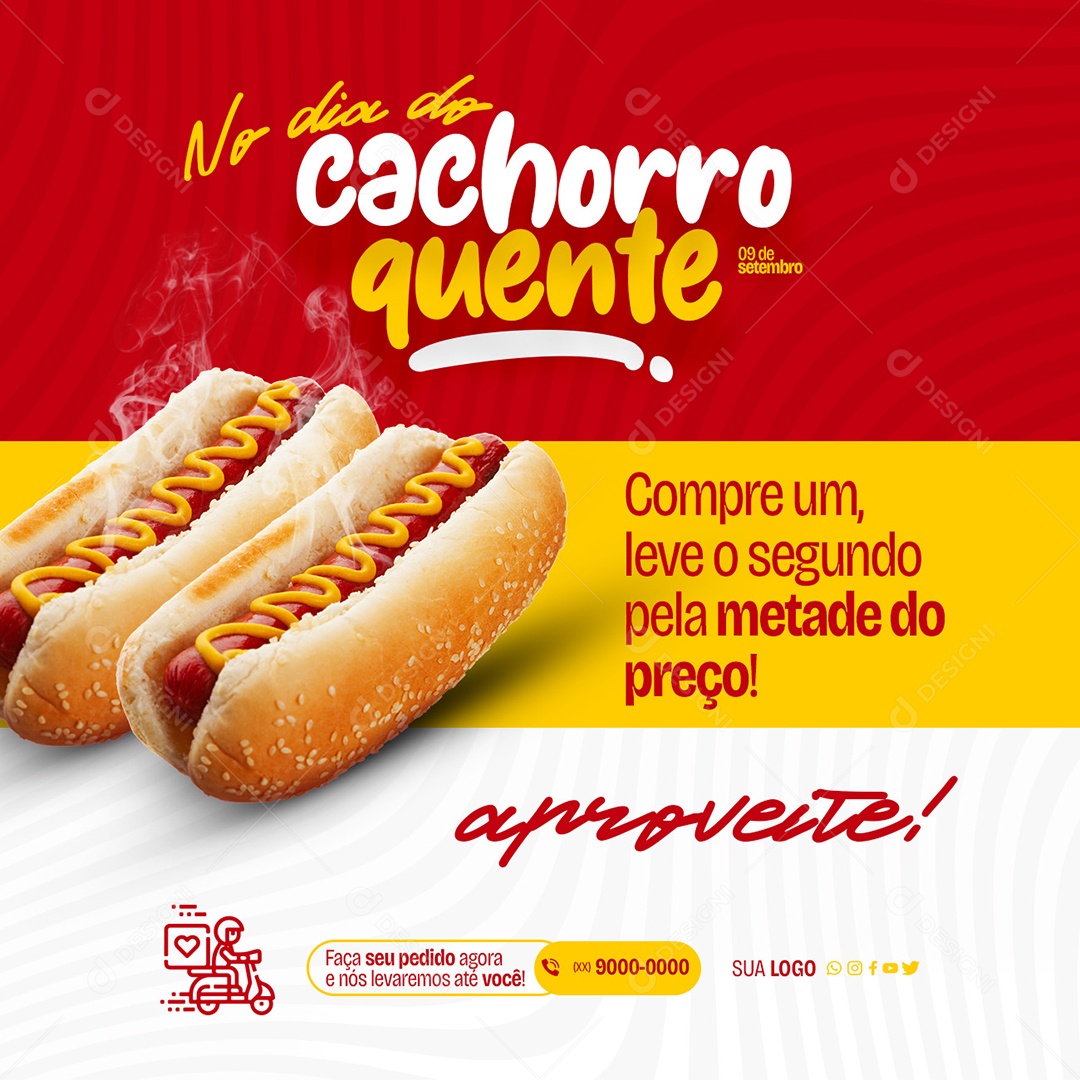 Social Media No Dia Do Cachorro Quente 09 De Setembro PSD Editável