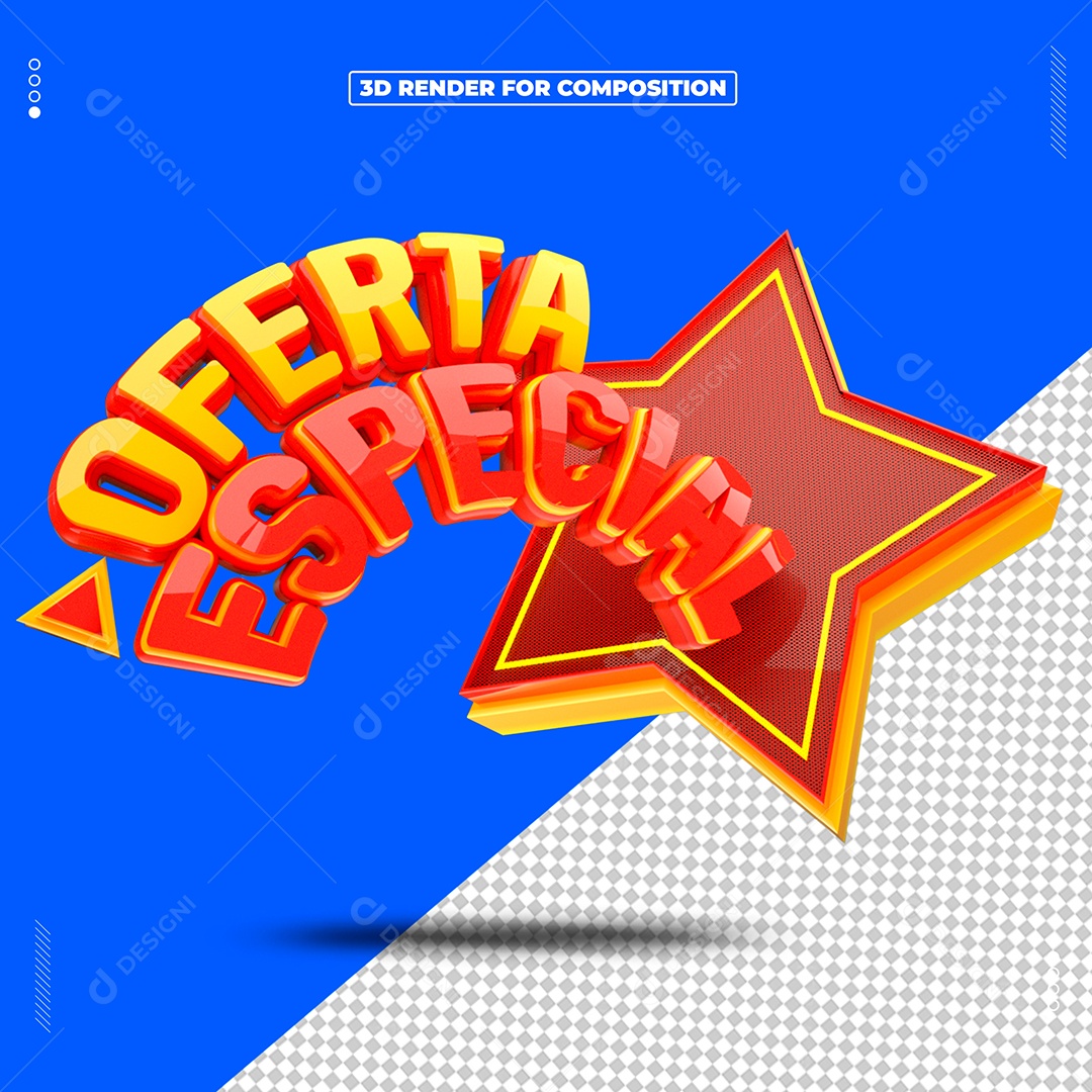Selo 3D Oferta Especial Para Composição PSD