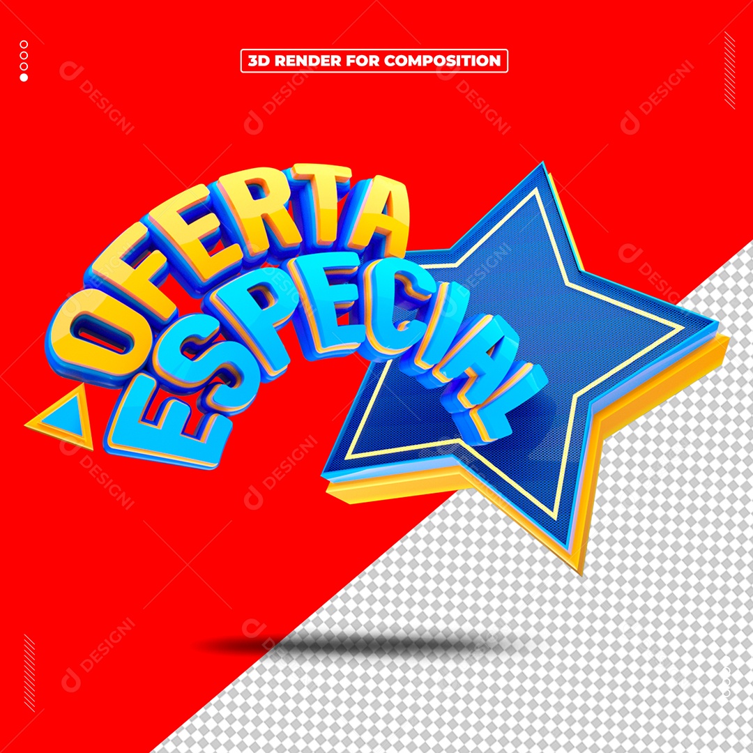 Selo 3D Oferta Especial Para Composição PSD
