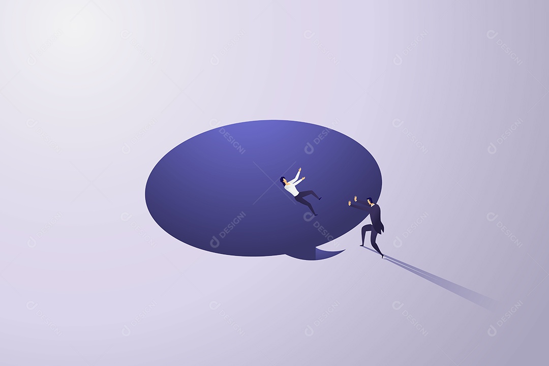 Empresário Empurra Funcionários para Balões de Fala para Ferir Colegas de Trabalho Vetor EPS