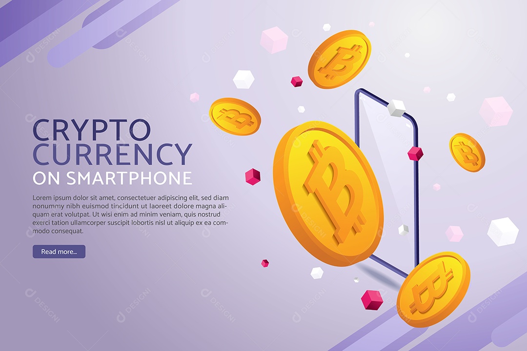 Negocie Bitcoin no Seu Smartphone Com Investimentos Online Vetor EPS