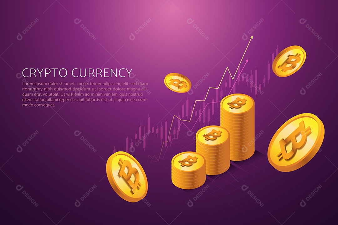 Oca de Bitcoin no Seu Smartphone Com Investimentos Online Vetor EPS