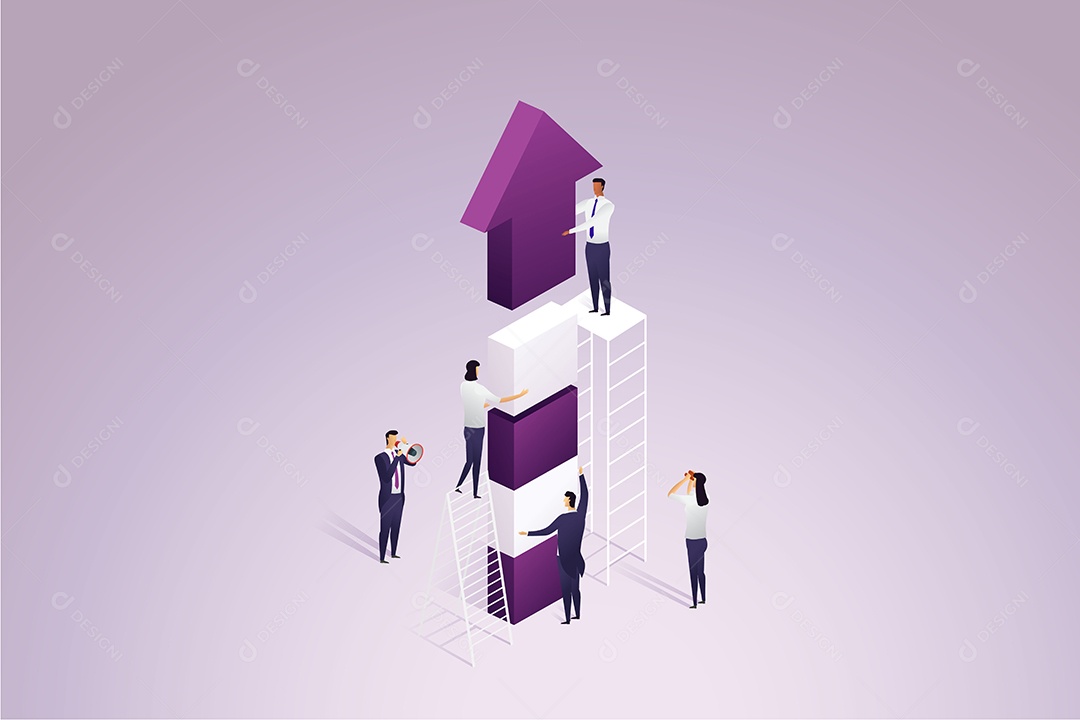 Trabalho Em Equipe Colaborativo Conecta o Elemento Seta a Um Nível Superior Vetor EPS