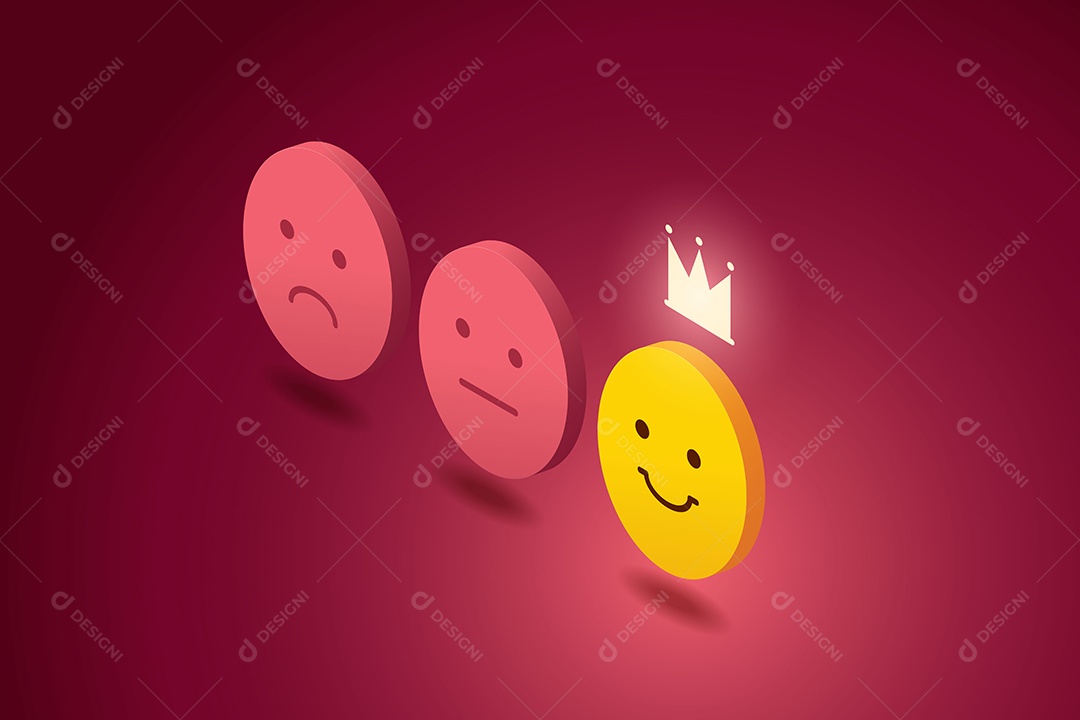 Pesquisa de Satisfação de Classificação de Experiência do Cliente Emoticon de Rosto Feliz Ótimo Feedback Vetor EPS