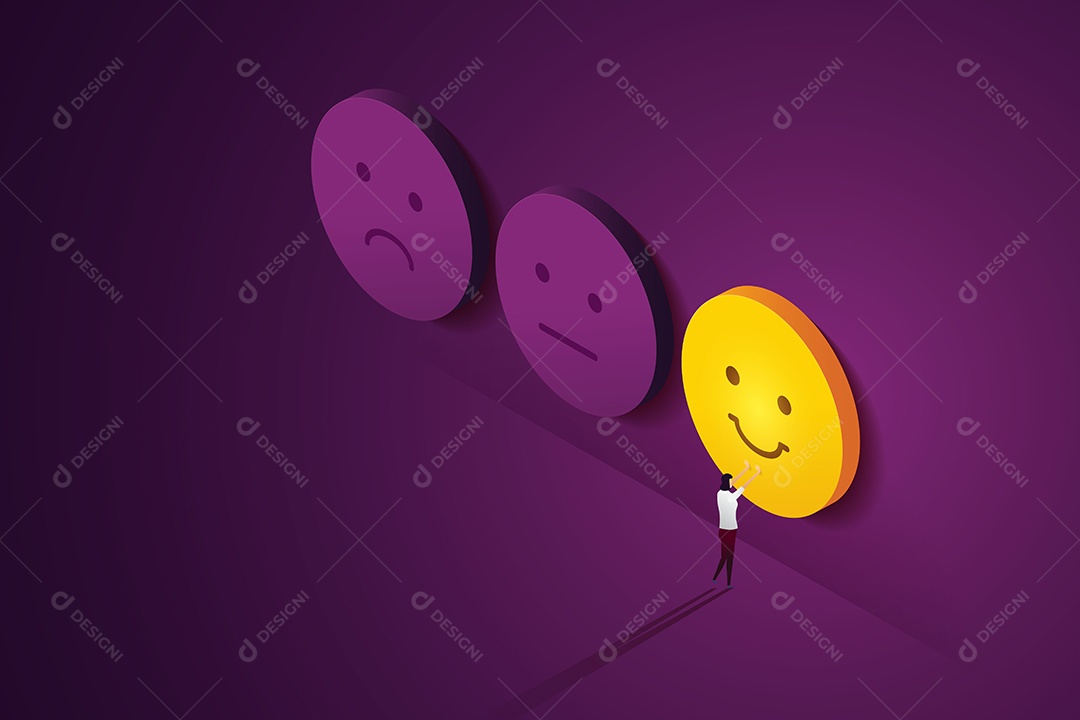 Cliente Escolhe Um Emoticon de Carinha Feliz Vetor EPS