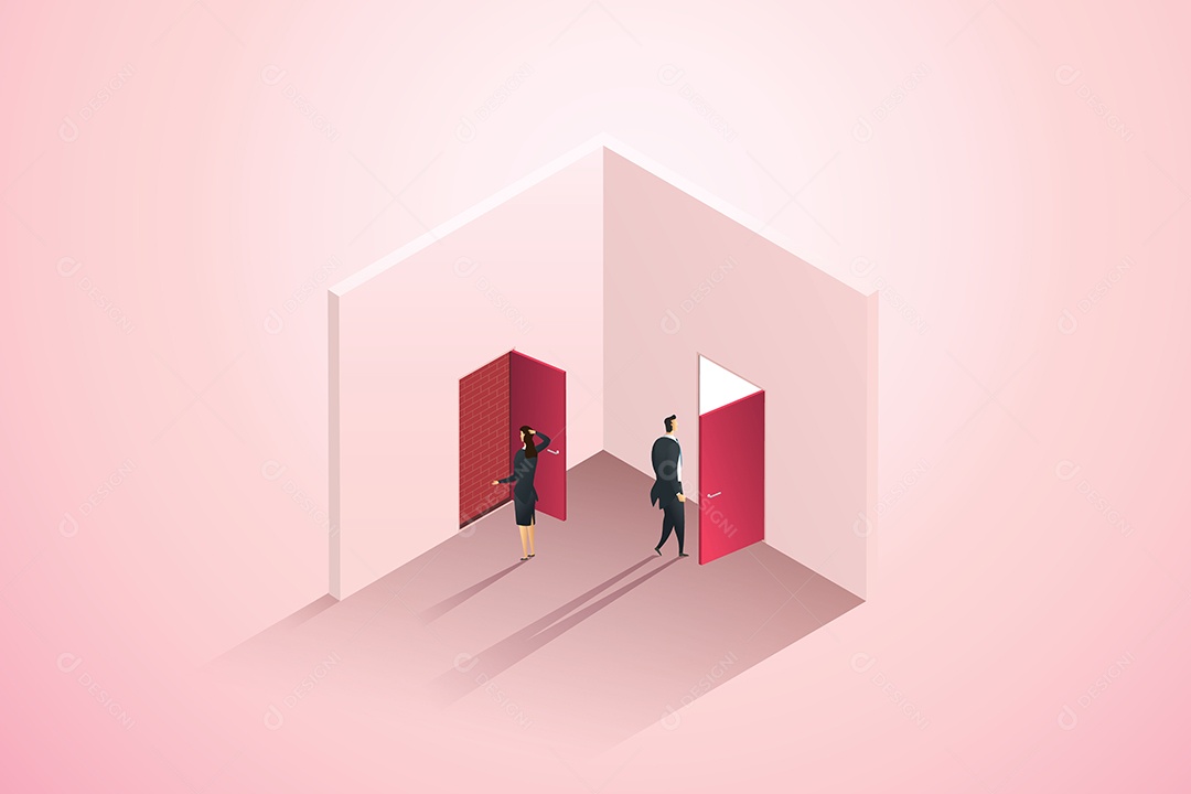 Diferentes Oportunidades Entre Homens e Mulheres de Negócios Vetor EPS