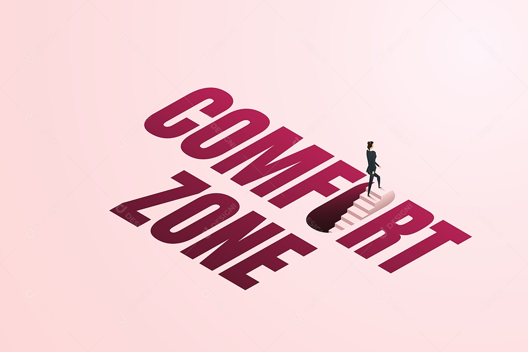 Empresária Sobe as Escadas Saindo da Zona de Conforto Vetor EPS