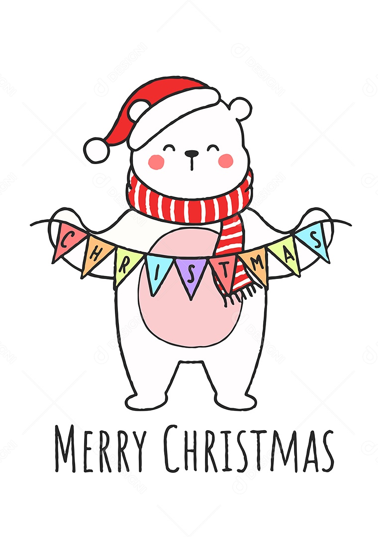 Urso com Chapéu de Papai Noel Vetor EPS