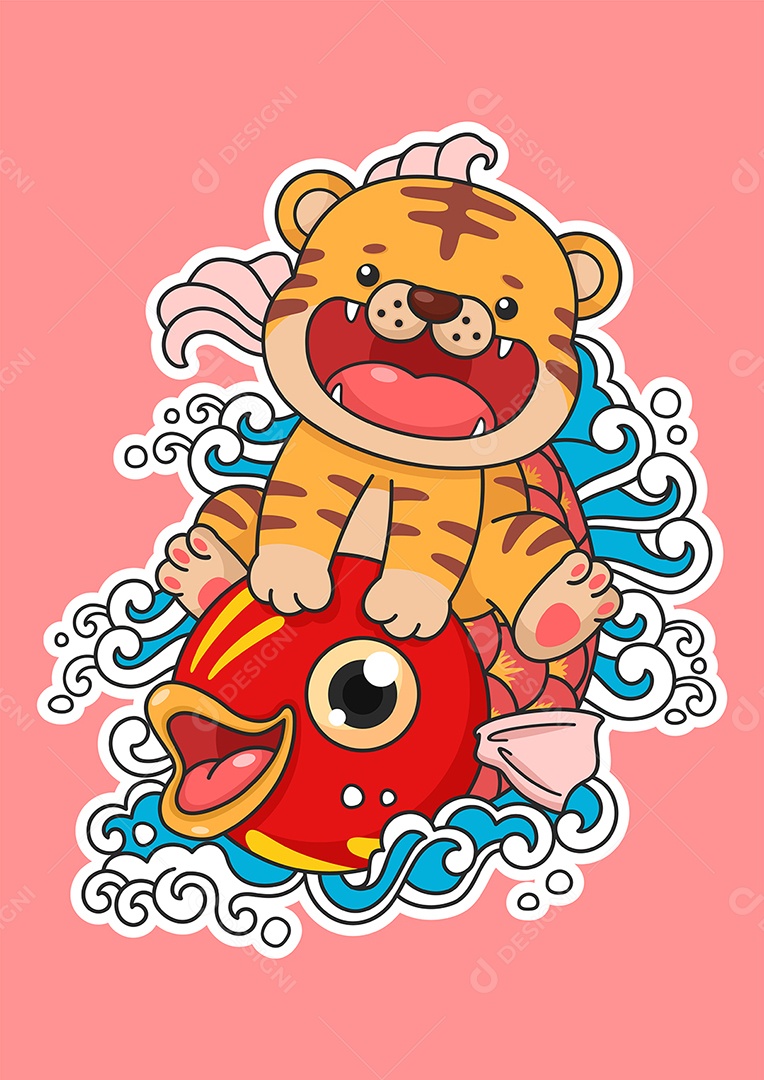 Tigre do Ano Novo Chinês Ilustração Vetor EPS