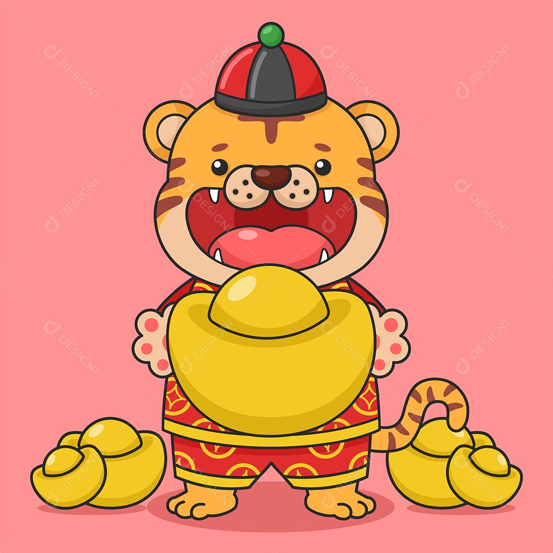 Tigre do Ano Novo Chinês Ilustração Vetor EPS