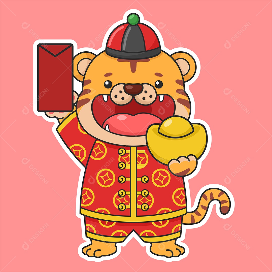 Tigre do Ano Novo Chinês Ilustração Vetor EPS