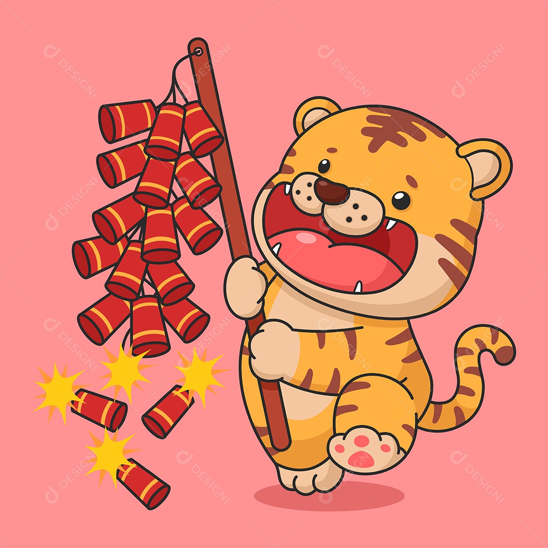 Tigre do Ano Novo Chinês Ilustração Vetor EPS